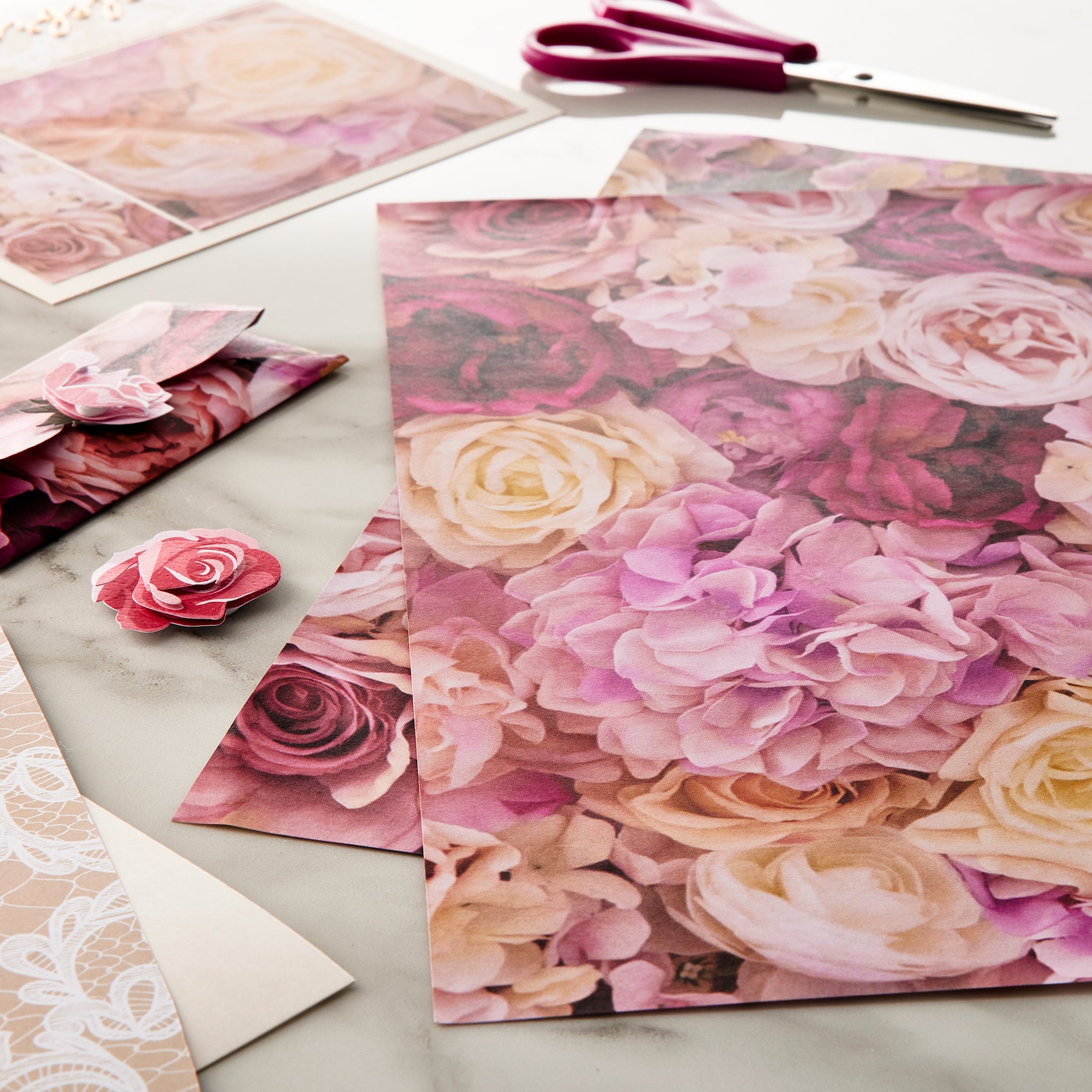 48 Pack: Pink Roses Cardstock by Recollections™, 12" x 12"